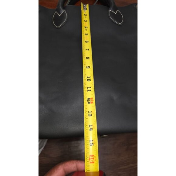 WP Standard Black Leather Tote Bag Dual Handles & Adjustable Shoulder Strap Size - Picture 5 of 9